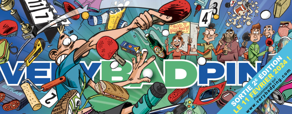 Bandeau annonçant la 2ème édition de la BD sur le ping-pong Very Bad Ping